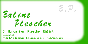 balint plescher business card
